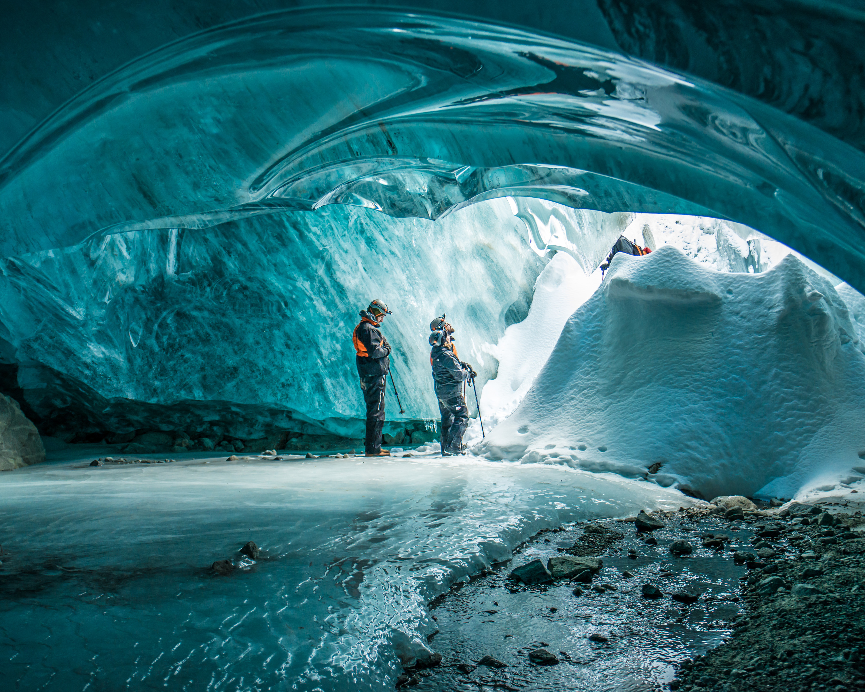 Whistler in the summer: people in an ice cave.